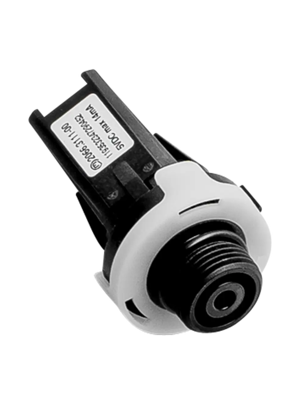 Drucksensor von Wolf, mit Anschluss und O-Ring, zur Messung von Wasserdruck bis 10 bar. Gezeigt ist das Produkt aus einer schrägen Perspektive.